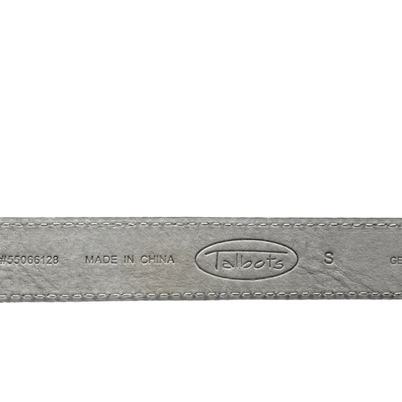 Talbots Black Embossed Leather Belt Faceted Gemstone Style Buckle 30” - 34” GUC - Picture 7 of 11